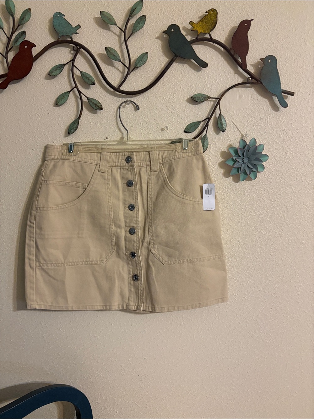 Women's Button-Front Beige Skirt